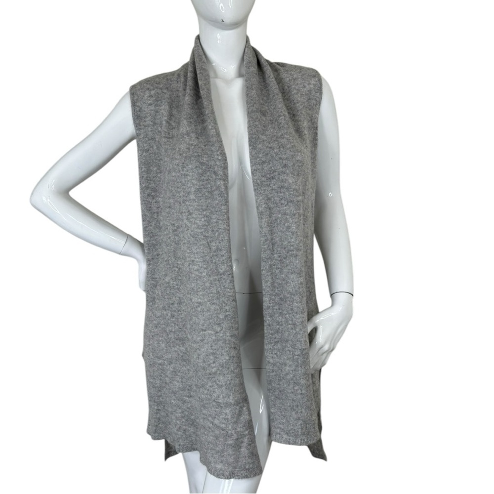 InCashmere Cashmere grey Sleeveless Open Vest sweater cardigan layering piece L - Picture 12 of 17